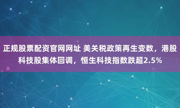 正规股票配资官网网址 美关税政策再生变数，港股科技股集体回调，恒生科技指数跌超2.5%