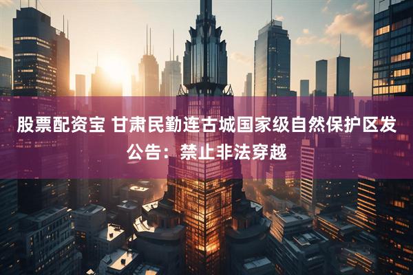 股票配资宝 甘肃民勤连古城国家级自然保护区发公告:禁止非法穿越